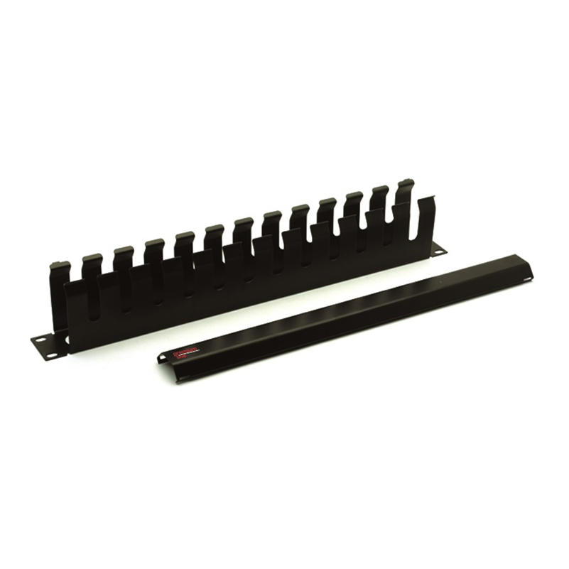 PREMIUM LINE 1U 19" Cable managment, Black Metal. Кабел Организер