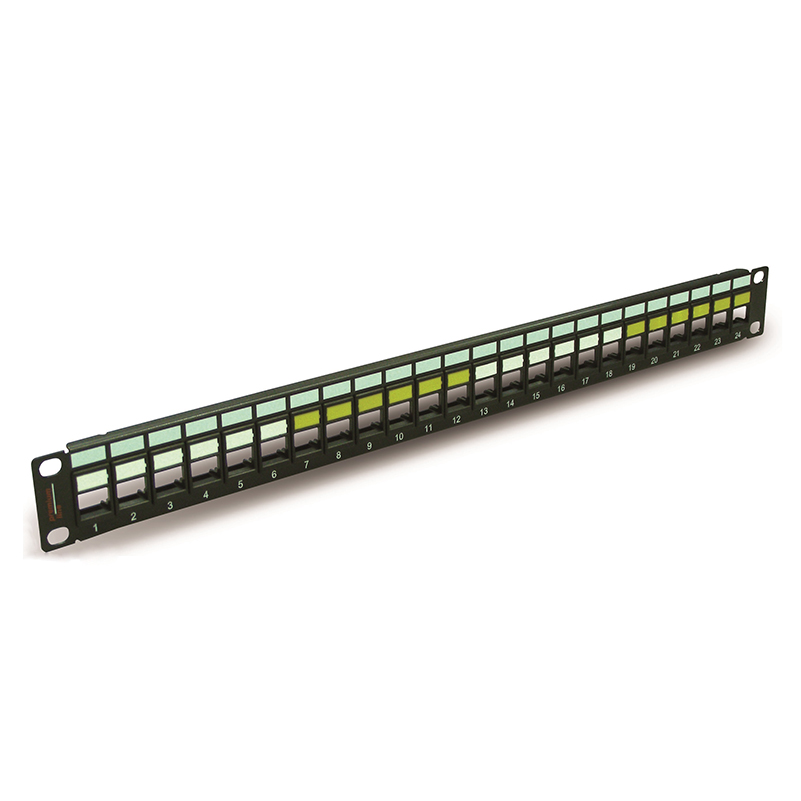 PREMIUM LINE 1U 24 Port Patch Panel Unloaded w/o Cable Management, Black,