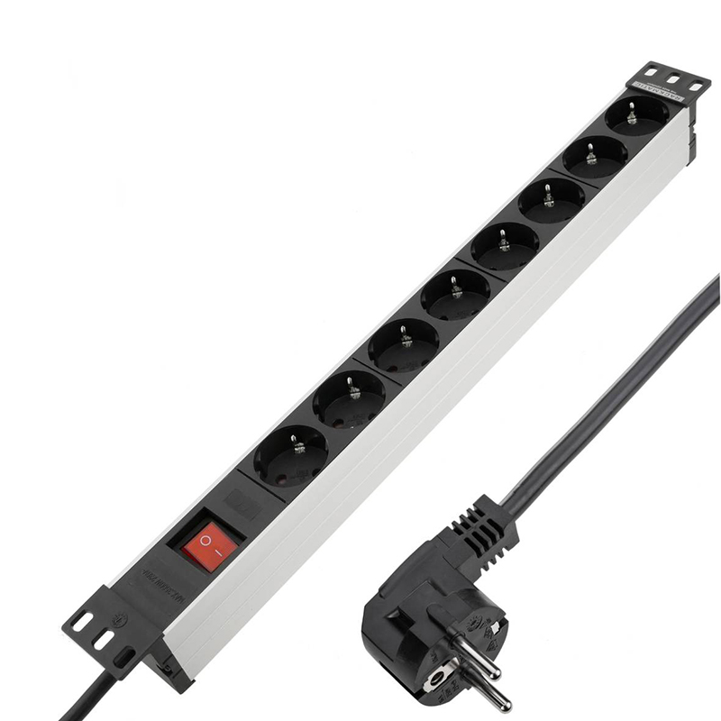 PREMIUM LINE Power Distribution Unit (PDU), Aluminium Body, EU Type, 8 Schuko Outlets with Switch, Cable Length 2.3m