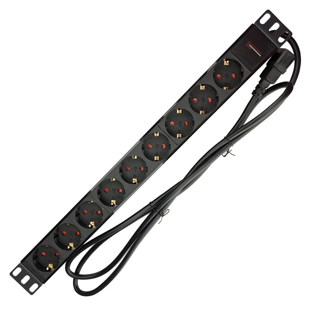PREMIUM LINE Power distribution unit (PDU), plastic body, EU type, 9 outlets, no switch, 2m C14-powercable