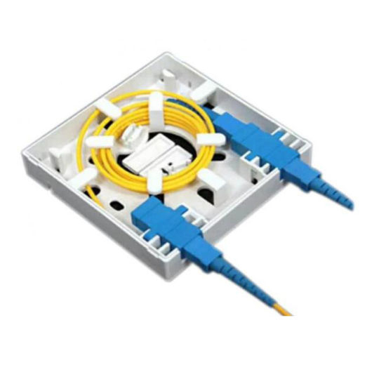 PREMIUM LINE Fiber Optic FTTH Distribution box, 2ports, 86x86mm for 2xSC Simplex or 1x LC Duplex Type, without Adapters
