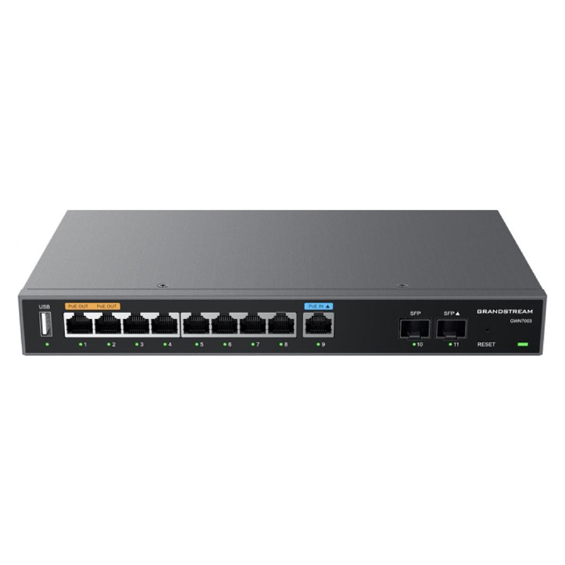 Grandstream GWN7003 Multi-WAN Gigabit VPN Router - Firewall, 2x Gigabit SFP ports and 9x Gigabit Ethernet ports Desktop/Wall