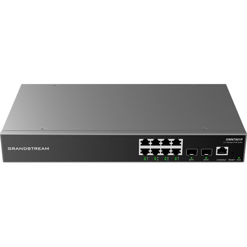 Grandstream GWN7801P, Managed Switch, 8x Gigabit ports, 2x SFP, 8x Poe, L2 layer, 120W Poe