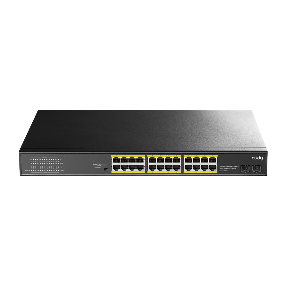 CUDY GS1028PS2, 24-Port Gigabit PoE+ Unmanaged Switch with 2 x SFP Uplink Gigabit Ports, Rack/Desktop