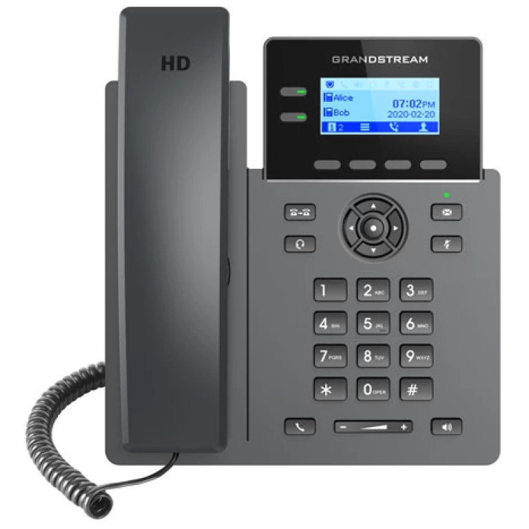 Grandstream GRP2602G VoIP SIP Phone, additional 2 Gigabit network ports with integrated PoE, support for 4 SIP accounts and 2 lines,