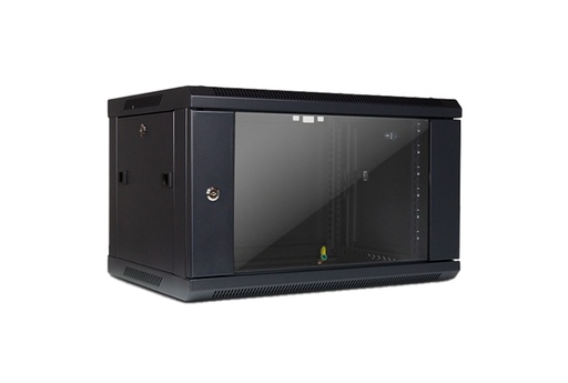 [WS1-6U-450] RACK 19" Ѕиден Ормар 6U, 600x450мм, висина: 368мм, темперирано стакло со брава (расклопен)